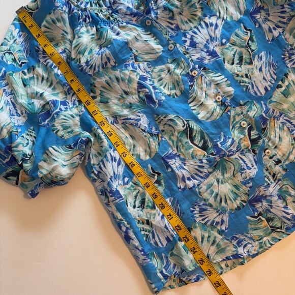 Chico's Shell Print Blouse Size 3 (Womens XL) Poolside Blue Beachy Seashells Top - Picture 6 of 9